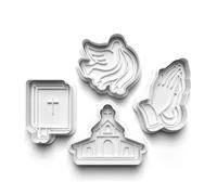 Lot de 4 emporte-pièces chrétiens religions chrétiennes pour la pâte à biscuits pour enfants