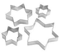 Zenker 43009 Lot de 4 emporte-pièces en acier en forme d'étoiles, sablés de noël, biscuits de noël, emporte pièce de noël, Acier inoxydable, Argent, De 3,5 à 7,5 cm