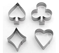 Lot de 4 emporte-pièces en acier inoxydable en forme de cartes à jouer - Emporte-pièces en forme de pont de tisonnier - Outil de décoration de gâteau
