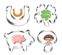Lot de 4 Emporte-Pièces en Forme de Cochon, Emporte-Pièces en Acier Inoxydable, Moule à Biscuits Cochon pour le Nouvel An, Porte-Bonheur en Forme de Cochon, Cadeaux pour Décoration de Gâteau