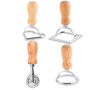 Lot de 4 emporte-pièces en forme de cœur, rond, carré et roue, presse à biscuits en alliage zinc avec manche en bois, outils cuisson polyvalents pour tartes, raviolis et plus encore pour la cui