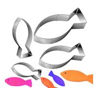 Lot de 4 emporte-pièces en forme de poisson - En acier inoxydable - Moule pour craquelins, biscuits, gâteaux, collations sucrées, petits moules à biscuits pour, pâtisserie à la maison et