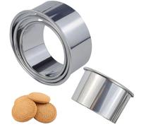 Lot de 4 emporte-pièces ronds en acier inoxydable - 3 tailles - Argenté - Avec bords roulés - Outils de cuisson pour pâtisseries, fondants, gâteaux, beignets, biscuits