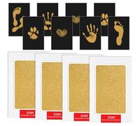 Lot de 4 empreintes de main et de pied de bébé - Tampon encreur doré - Kit d'empreintes de bébé - Convient pour les empreintes de pattes de chien et chat - Revêtement antiadhésif