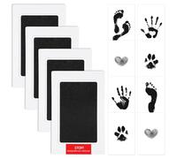 Lot de 4 empreintes de main et de pied de bébé - Tampon encreur noir - Kit d'empreintes de bébé - Convient pour les empreintes de pattes de chien et chat - Propre et sans taches