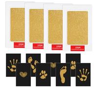 Lot de 4 empreintes de main et de pied pour bébé de 0 à 6 mois, cadeaux personnalisés pour la décoration de fête prénatale, kit d'empreintes de pattes de chat pour chien, doré