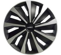 Lot de 4 Enjoliveurs 16 pouces - WRC - Bicolor noir & Carbon Style - facile a installer