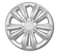 Lot de 4 enjoliveurs argentés 15" - Enjoliveurs T-Rar de 13 à 16" - Pour la plupart des marques de voitures et jantes en acier - Capuchons décoratifs