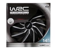 Lot de 4 enjoliveurs Bi-couleur gris & noir 14 pouces - WRC - TURBO - Look racing - Fixation simple et rapide par clips