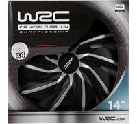 Lot de 4 enjoliveurs Bi-couleur gris & noir 14 pouces - WRC - TURBO - Look racing - Fixation simple et rapide par clips