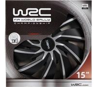 Lot de 4 enjoliveurs Bi-couleur gris & noir 15 pouces - WRC - TURBO - Look racing - Fixation simple et rapide par clips