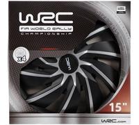 Lot de 4 enjoliveurs Bi-couleur gris & noir 15 pouces - WRC - TURBO - Look racing - Fixation simple et rapide par clips