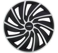 Lot de 4 enjoliveurs Bi-couleur gris & noir 16 pouces - WRC - TURBO - Look racing - Fixation simple et rapide par clips