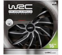 Lot de 4 enjoliveurs Bi-couleur gris & noir 16 pouces - WRC - TURBO - Look racing - Fixation simple et rapide par clips