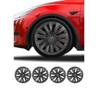 Lot de 4 enjoliveurs de rechange 19" compatibles avec Tesla Model y noir mat (modèle y 2019-2024)