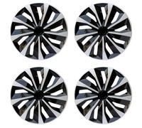 Lot de 4 enjoliveurs de Rechange pour la Plupart des Voitures, camions, berlines, VUS - Ajustement Universel - en Acier ABS - Taille R15 (38,1 cm, Noir argenté)