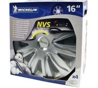 Lot de 4 enjoliveurs gris métallisés - MICHELIN - 16 pouces - Fixation simple par clips - NVS 42 pastille réflechissante