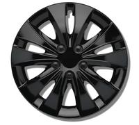 Lot de 4 Enjoliveurs Noirs 16 Pouces - Kuglo Stormer Design, Universels Jantes Acier, ABS Robuste, Protection Jante/Valve