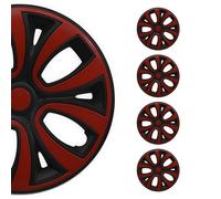 Lot de 4 enjoliveurs pour jantes en acier 14" Rouge/noir