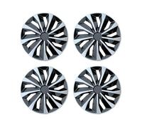 Lot De 4 Enjoliveurs Roue Universels Remplacement pour R14, R15, R16 Pouces Roue, Accessoires De Pneu PP À Clipser pour SUV Et Camion(4Pcs R16 Black Silve)