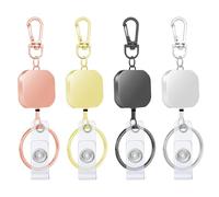 Lot de 4 enrouleurs de badges rétractables avec boîtier en métal - Porte-clés robuste avec clip de ceinture et anneau porte-clés - Cordon de traction de 37 cm pour cartes d'identité, clés, travail