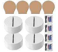 Lot de 4 ensembles de base de lampe de nuit LED 3D, base LED grande taille pour acrylique, base de lumière LED 16 couleurs avec télécommande et câble USB pour chambre à coucher, chambre d'enfant