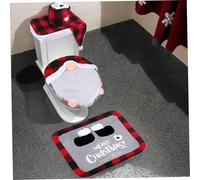 Lot de 4 ensembles de salle bain Noël en forme gnome mignon - Facile à nettoyer - Ensemble salle bain Noël avec tapis antidérapant - Couvercle couvercle toilette - d