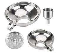 Lot de 4 entonnoirs en acier inoxydable à large goulot pour filtrer les solides, verser les sauces, les vinaigrettes, la cuisine