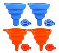 Lot de 4 entonnoirs pliables en silicone pour remplir les bouteilles avec brosse de nettoyage, entonnoir pliable pour transfert de liquide Taille S M
