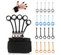 Lot de 4 entraîneurs de doigts avec bracelet (20 lb, 40 lb, 60 lb, 75 lb) - Extenseur de doigts 4 en 1 - Amplificateur de poignée avec bandes de résistance, entraîneur de doigts de guitare