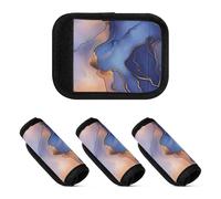 Lot de 4 enveloppes de poignée de bagage en marbre doré bleu art doux et confortable pour bagages