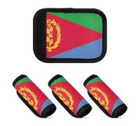 Lot de 4 enveloppes de poignée de bagage en néoprène avec drapeau de l'Érythrée - Dimensions précises - Identificateur de sac de voyage pour valise de voyage