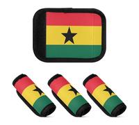 Lot de 4 enveloppes pour poignée de bagage - Drapeau du Ghana - Souple et robuste - Pour valises