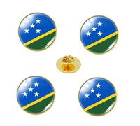 Lot de 4 épingles à boutons en forme de drapeau des îles Salomon, rondes en verre cristal, souvenirs de voyage des îles Salomon, accessoires de fête nationale des patriotes, One size, Métal, Pas de