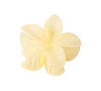 Lot de 4 épingles à cheveux en forme de fleur de plumeria en acrylique nacré - 8 cm - Jaune gelée