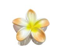 Lot de 4 épingles à cheveux en forme de fleur de plumeria en acrylique nacré - 8 cm - Orange clair