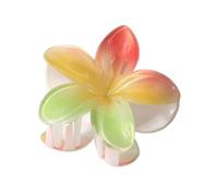 Lot de 4 épingles à cheveux en forme de fleur de plumeria en acrylique nacré de 8 cm pour femme (rouge-jaune-vert)