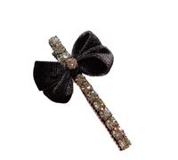 Lot de 4 épingles à cheveux en strass avec petit nœud - Vintage Bobby - Pour femme - Pinces à cheveux - Pinces à cheveux - Clip latéral - Accessoire de coiffure pour un port quotidien - Noir