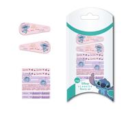 Lot de 4 épingles à cheveux et 8 chouchous Stitch - Couleur rose et lilas - Fabriqués avec des matériaux résistants - Imprimé inspiré du Stitch - Produit original conçu en Espagne