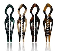 Lot de 4 épingles à cheveux Magic Grip, épingles à cheveux torsadées françaises en forme de U pour femmes, accessoires de coiffure en acétate pour chignons et chignons, peuvent contenir des cheveux