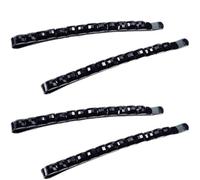 Lot de 4 épingles à cheveux noires avec strass noirs - Épingles à cheveux décoratives en métal pour femme - Accessoires de cheveux décoratifs pour femme