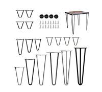 Lot de 4 épingles à cheveux Pieds de table Pieds de meuble Pied de table Barre à cheveux Longueur 36 cm 2 barres de 10 mm d'épaisseur Pieds à épingles à cheveux Noir DIY avec protègesol antidérapant