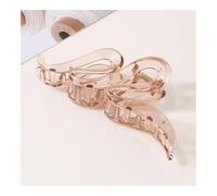 Lot de 4 épingles à cheveux tendance surdimensionnées ondulées givrées mates transparentes pour femmes et filles - 13 cm - Rose transparent