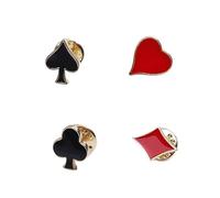 Lot de 4 épingles à col en forme de carte, accessoire de mode, broche pour costume, robe, ensemble de broches pour chemises, écharpes, revers, Métal