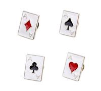Lot de 4 épingles à col en forme de carte, accessoires de mode, broche pour costume, robe, ensemble pour chemises, écharpes, revers, pelle, taille unique, Comme décrit