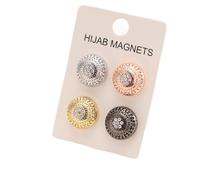 Lot de 4 épingles à hijab avec strass adhésifs en alliage - Doré, argent, or rose, noir, clips de tissu pour écharpes, châles, couvre-têtes musulmanes