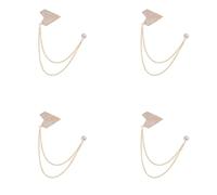 Lot de 4 épingles à revers classiques en alliage avec chaîne de suspension pour vêtements d'affaires et fêtes, événements formels, épingle de fermeture sécurisée à l'arrière, Fivepointed star, comme