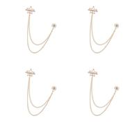 Lot de 4 épingles classiques en alliage pour costume d'affaires et fête, événement formel, Star longtassel, Comme décrit