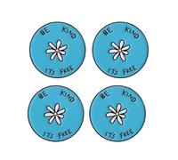 Lot de 4 épingles en alliage avec phrase de motivation inspirante « Be Kind It's Free », pour amis, proches, collègues, anniversaire, Nouvel An, vacances, 3 cm, métal, sans pierre précieuse, 3cm(1.2