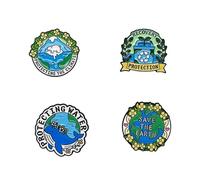 Lot de 4 épinglettes en alliage émaillé de style dessin animé respectueux de l'environnement, protection de la terre, de l'eau, du climat, 3 cm, métal, sans pierre précieuse, 3cm(1.2"), Métal, Pas de